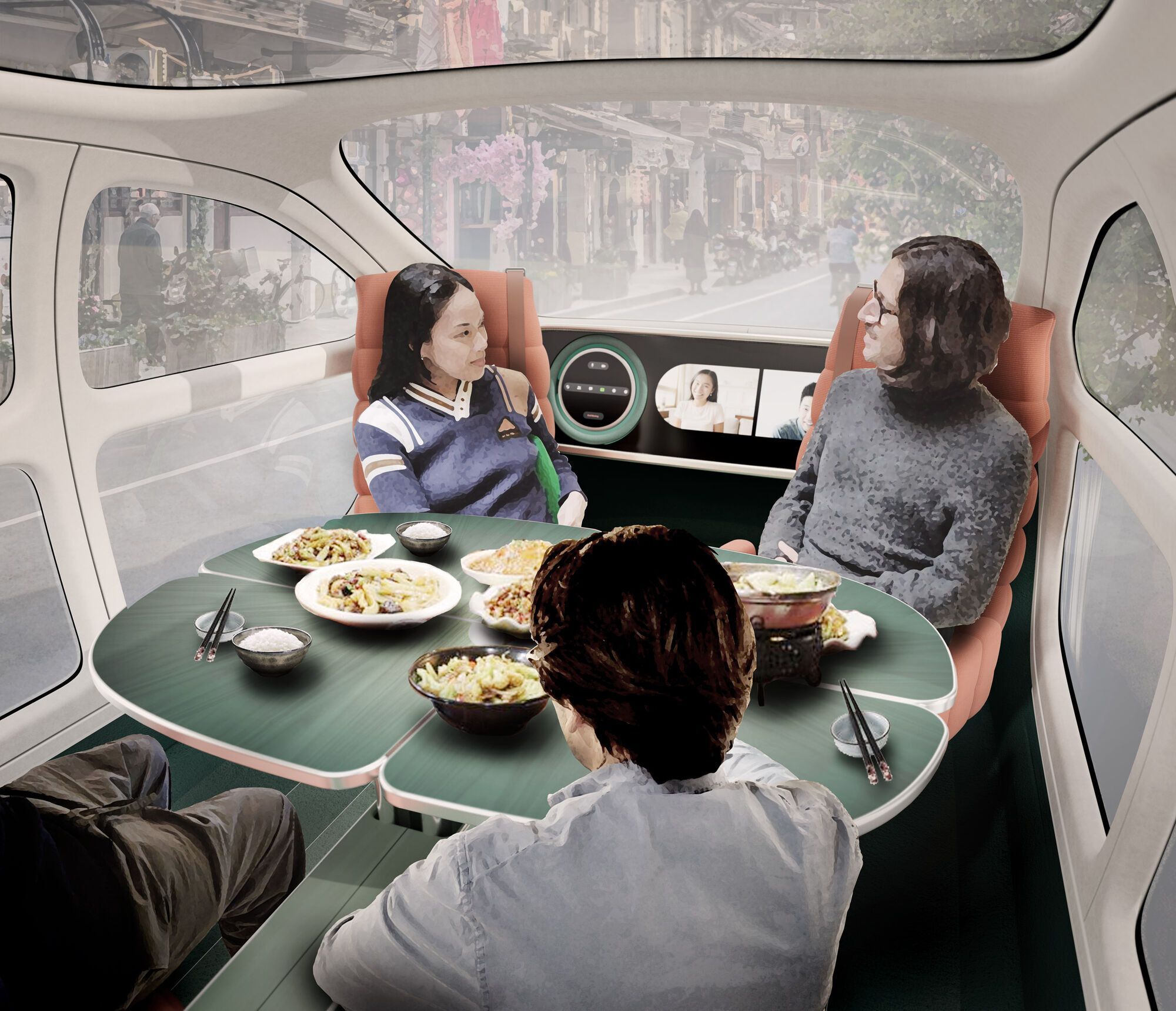 В "багатофункціональній кімнаті" автомобіля можна обідати, спати та розважатися