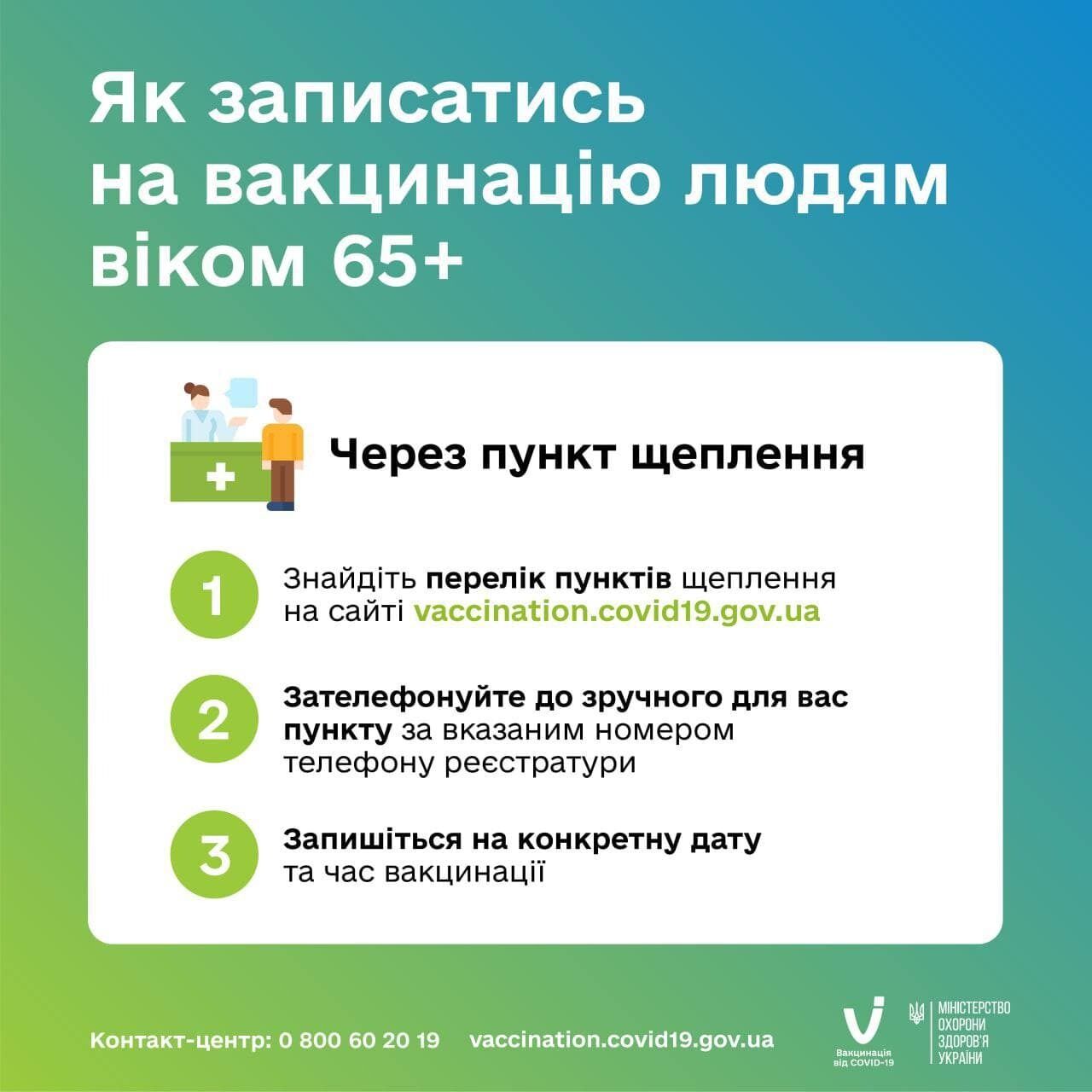 В Украине начали вакцинацию против COVID-19 людей в возрасте 65+: как записаться