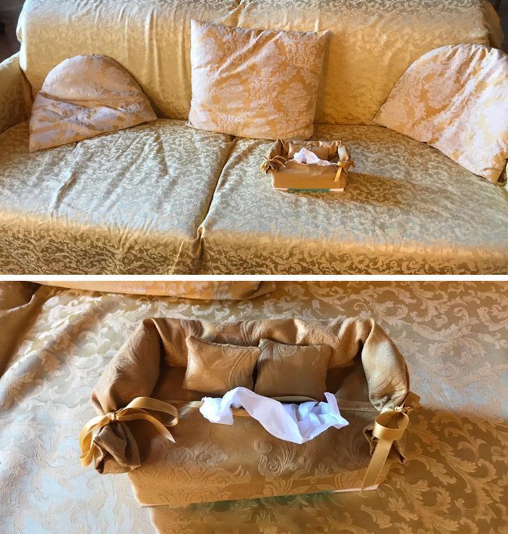 Коробка для салфеток в форме дивана.
