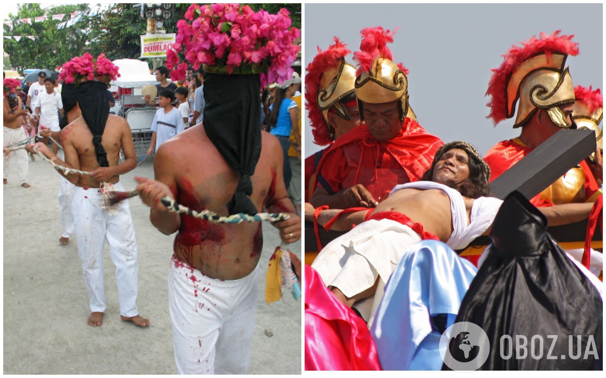 На Филиппинах в пятницу перед Пасхой сторонники римско-католической церкви проводят ритуал распятия Иисуса Христа