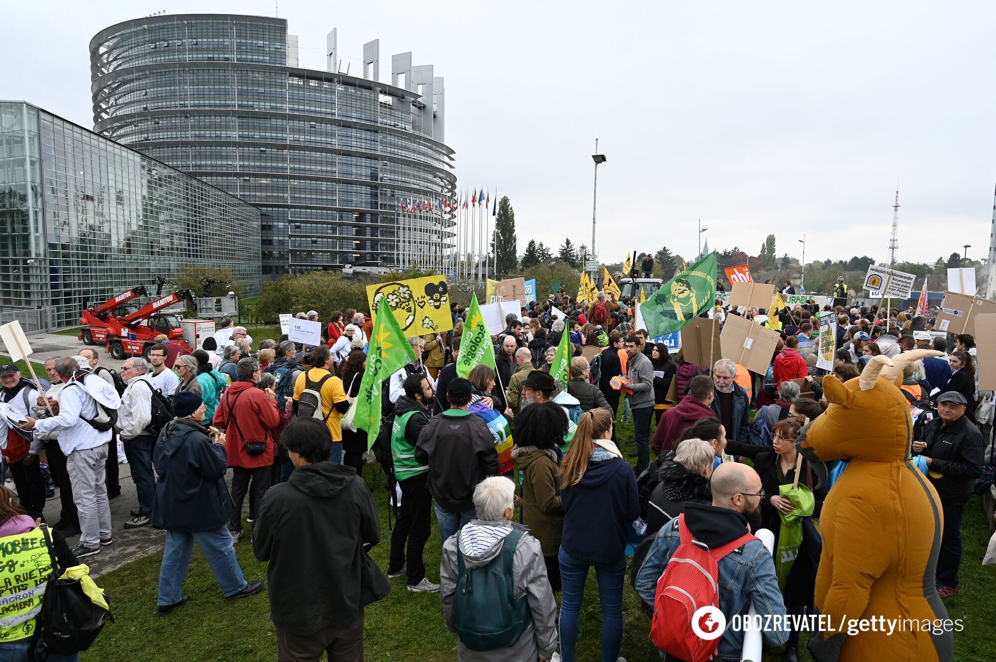 Протест фермеров в Страсбурге.
