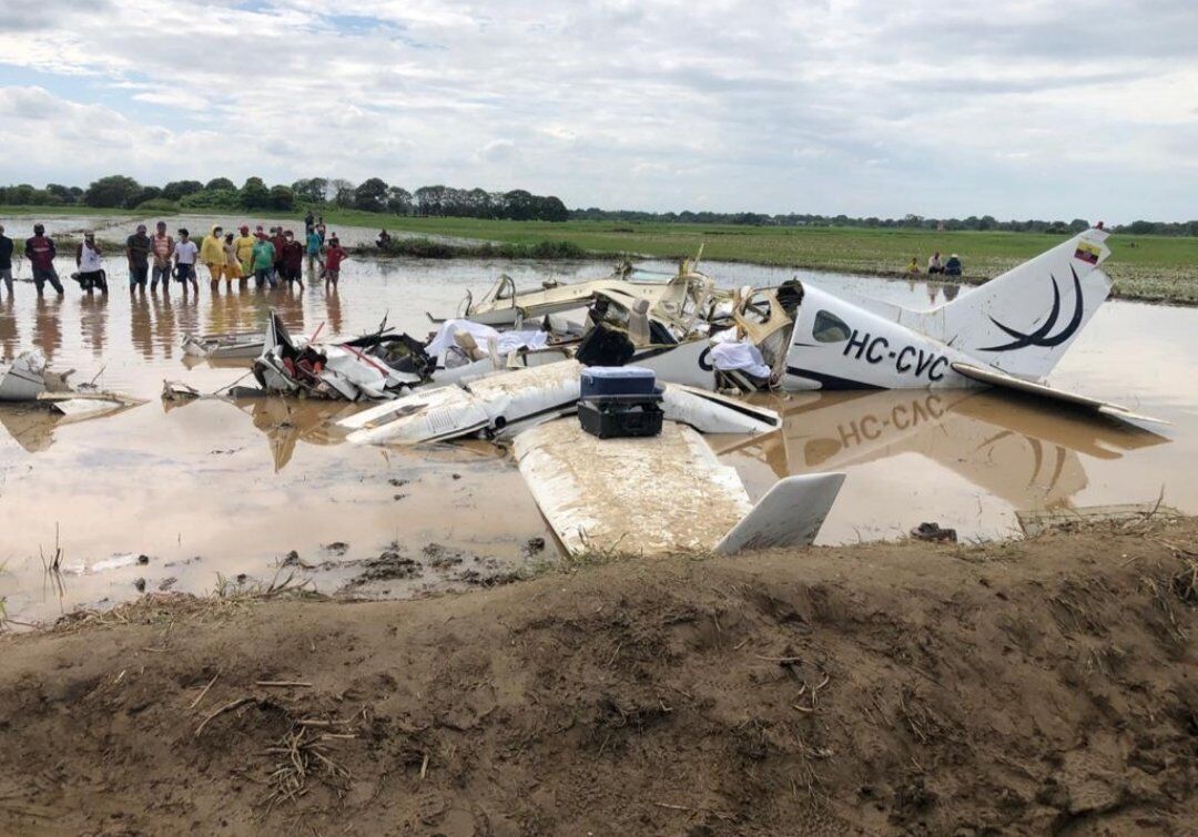 Літак впав на рисове поле.
