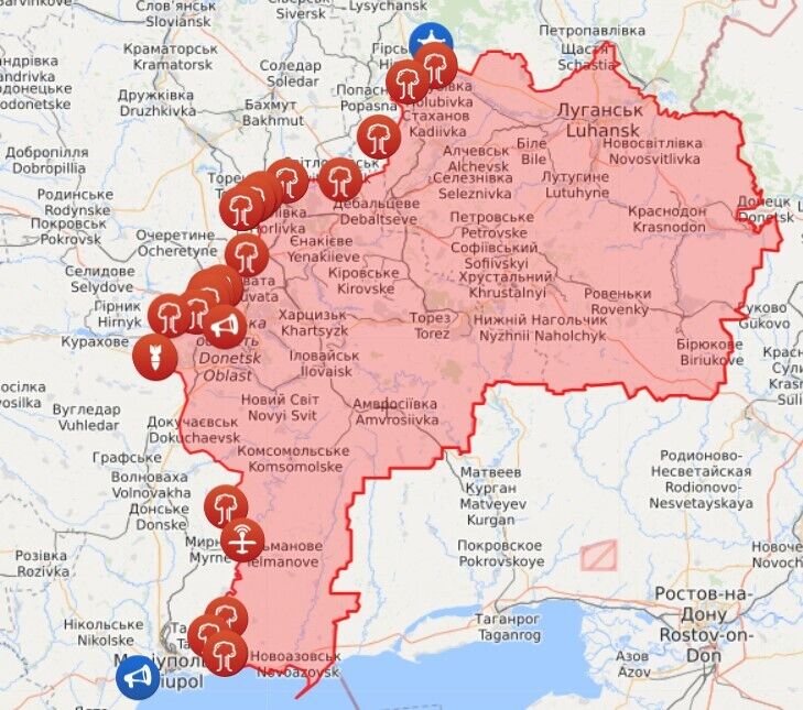 Карта война на Донбассе
