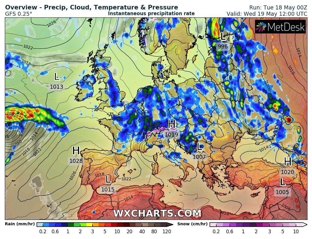 Карта погоды в Европе и Украине в частности