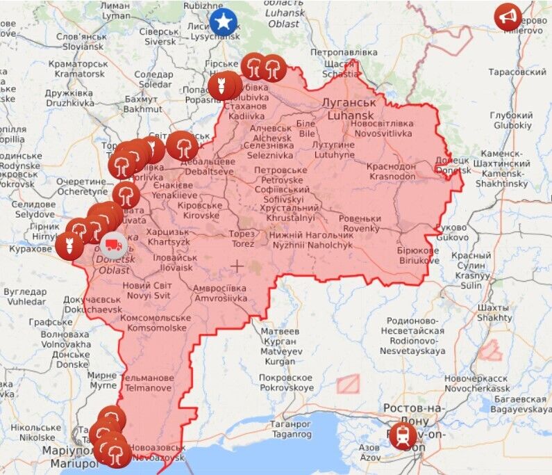 Карта войны на Донбассе