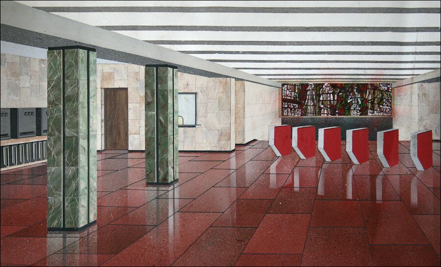 Кассовый зал станции.