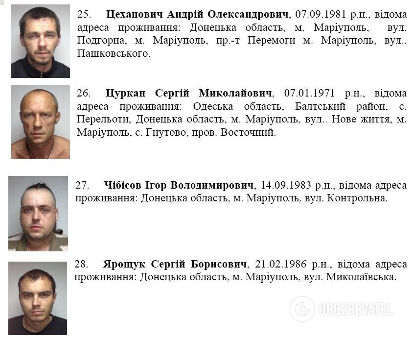 Список задержанных в Мариуполе 13 июня 2014 года на ул. Греческая