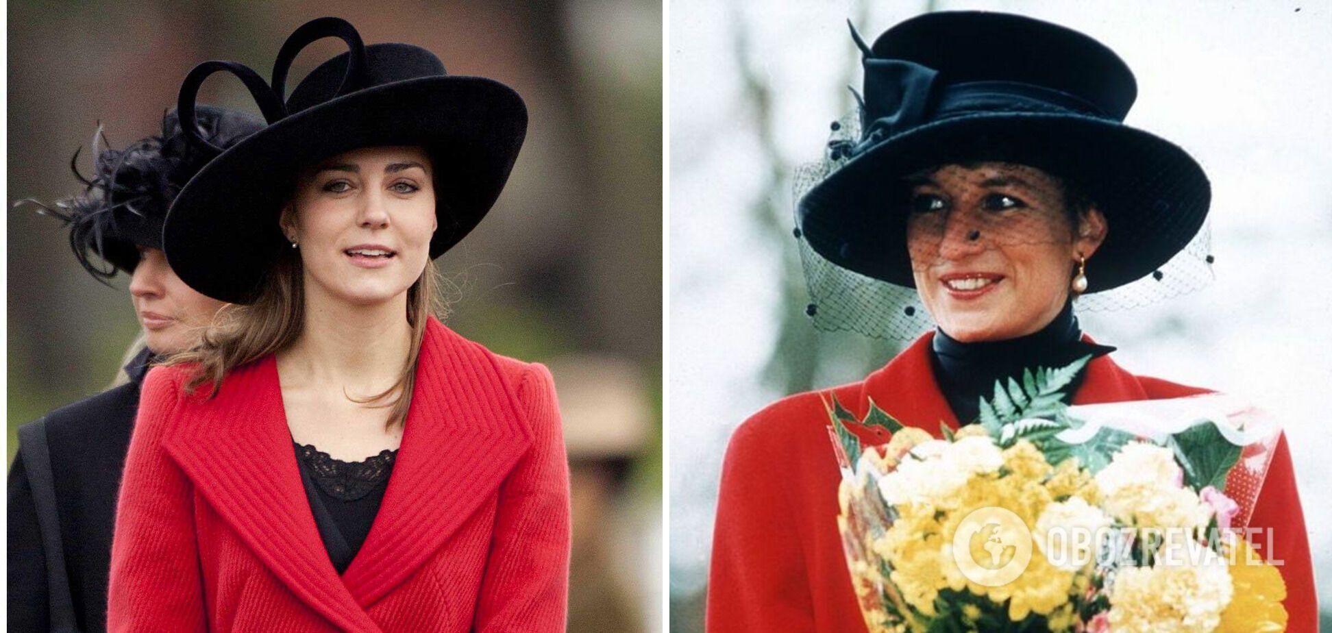 Кейт Миддлтон и принцесса Диана обожали надевать красное пальто.