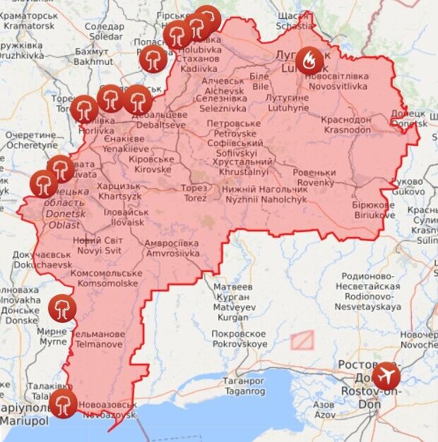 Карта войны на Донбассе.