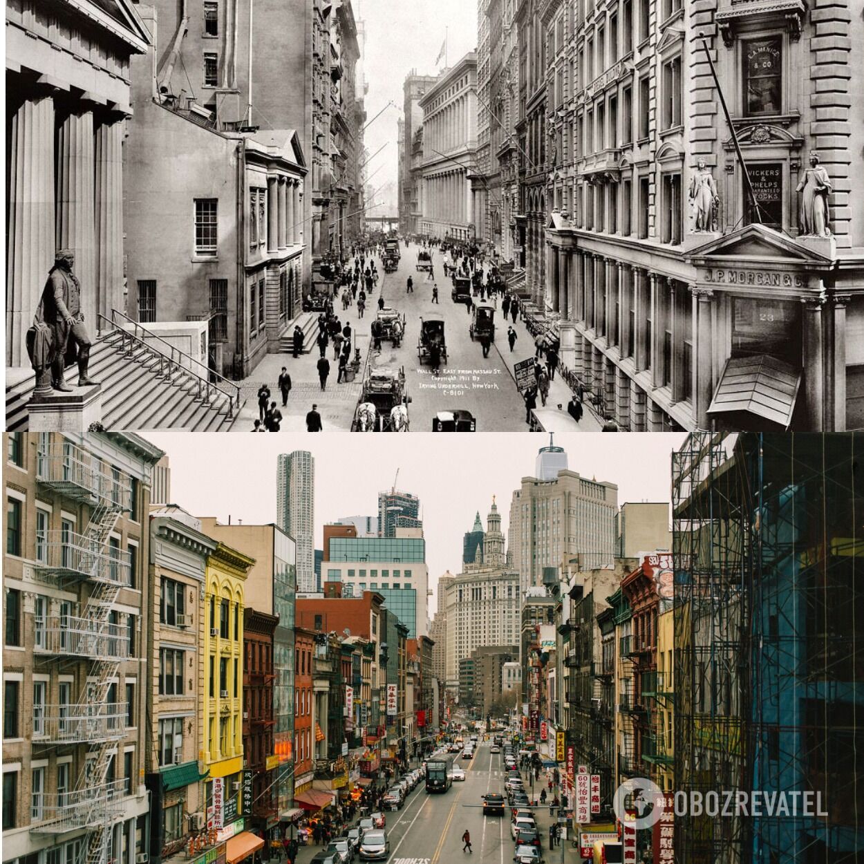 Одна из самых больших улиц Нью-Йорка 100 лет назад и сейчас