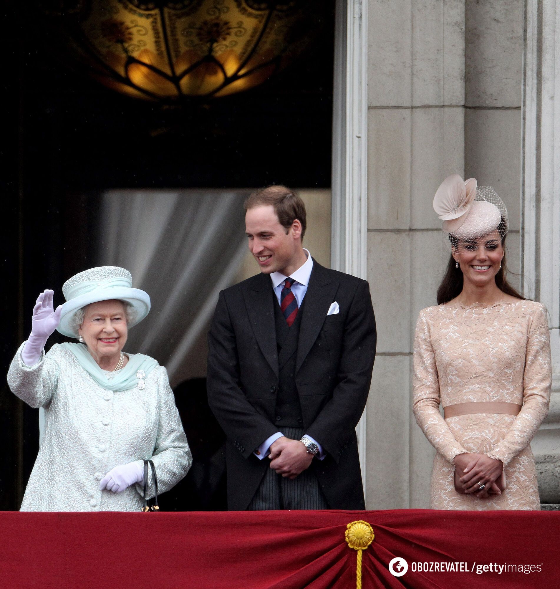 Елизавета II, принц Уильям и Кейт Миддлтон