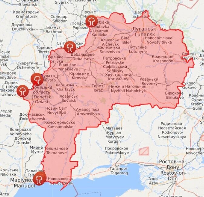 Карта бойових дій на Донбасі