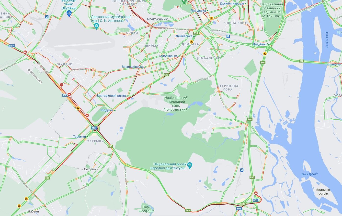 Окружна дорога, проспекти Голосіївський та Лобановського.