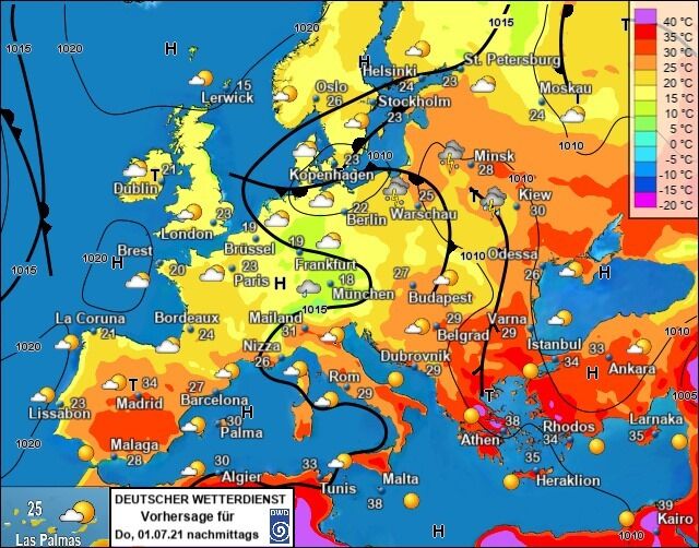 Погода в Европе на 1 июля