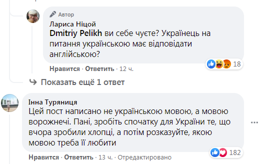 Ніцой відповіла на один із коментарів