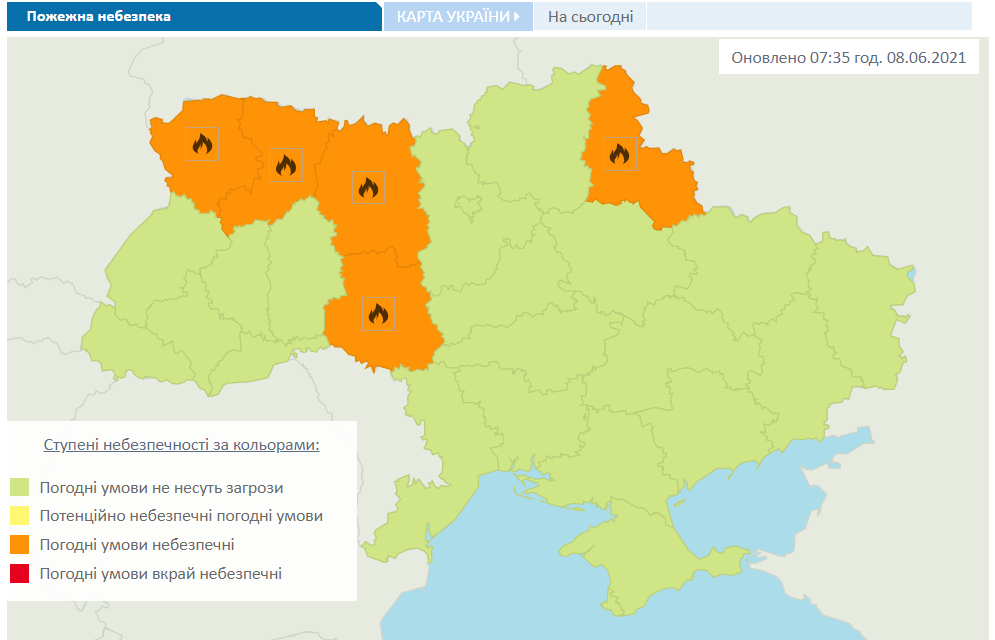 Чрезвычайный уровень пожарной опасности в Украине