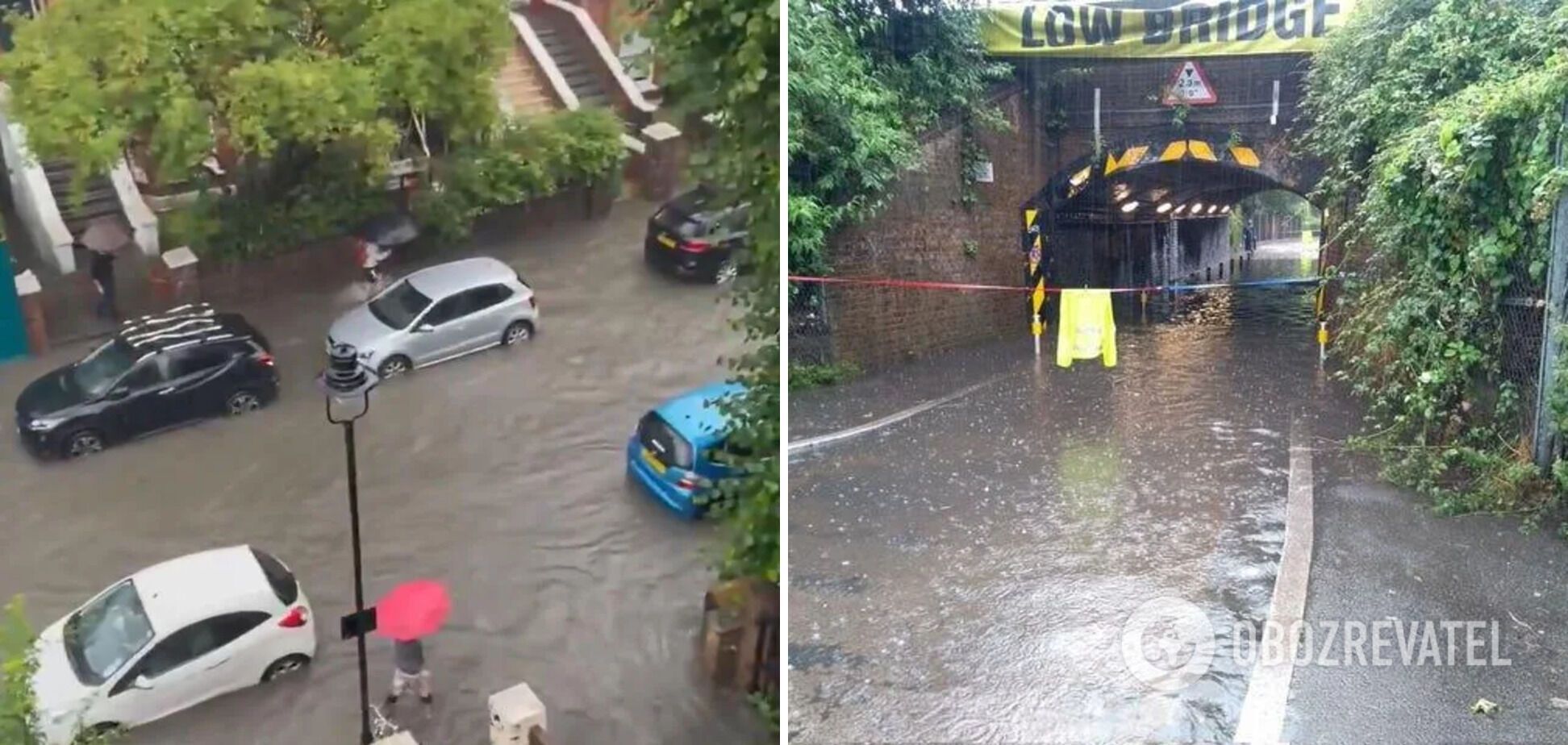 Ливень затопил улицы Лондона