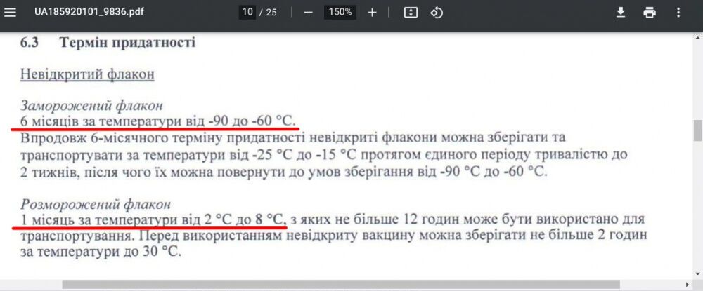 Чому змінили терміни зберігання вакцини Pfizer