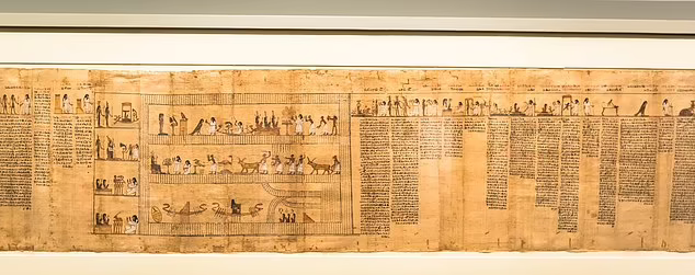Туринский папирус 1550 года до нашей эры, изображает иероглифический погребальный текст.