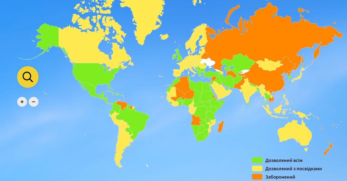 Режим в'їзду для українців.