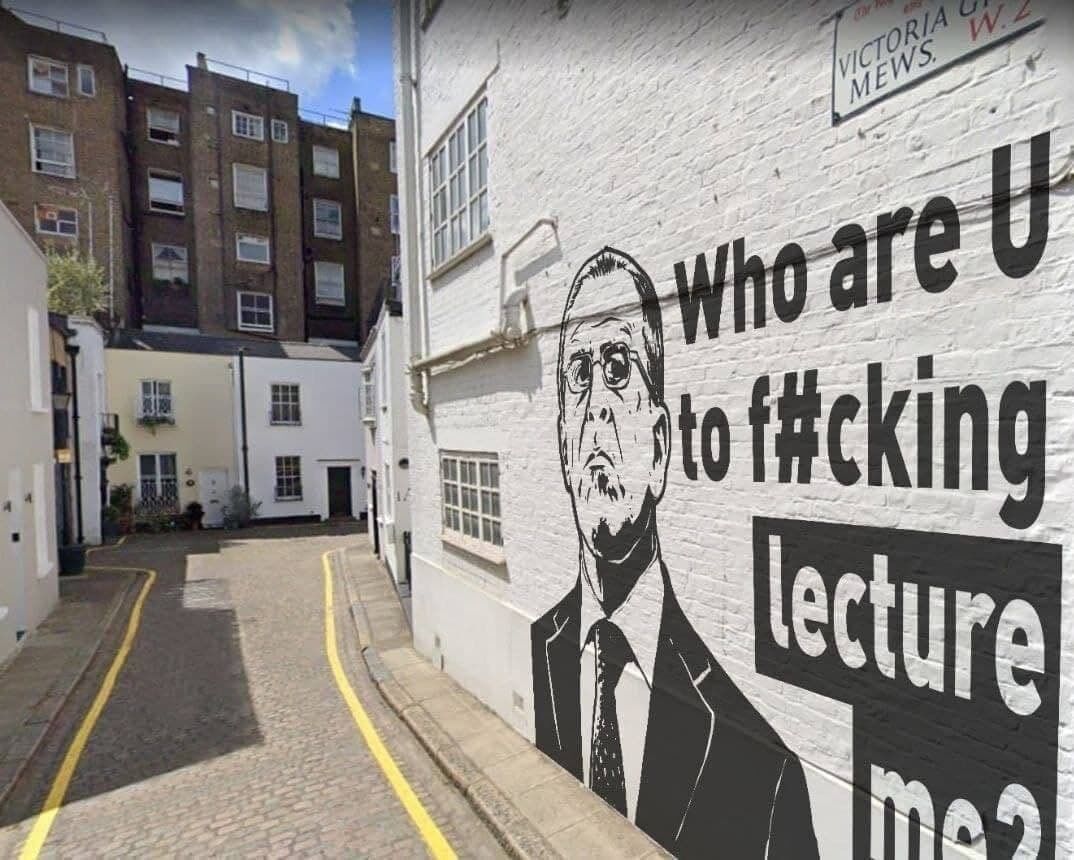 Нібито графіті Лаврова на стіні навпроти російського посольства в Лондоні.