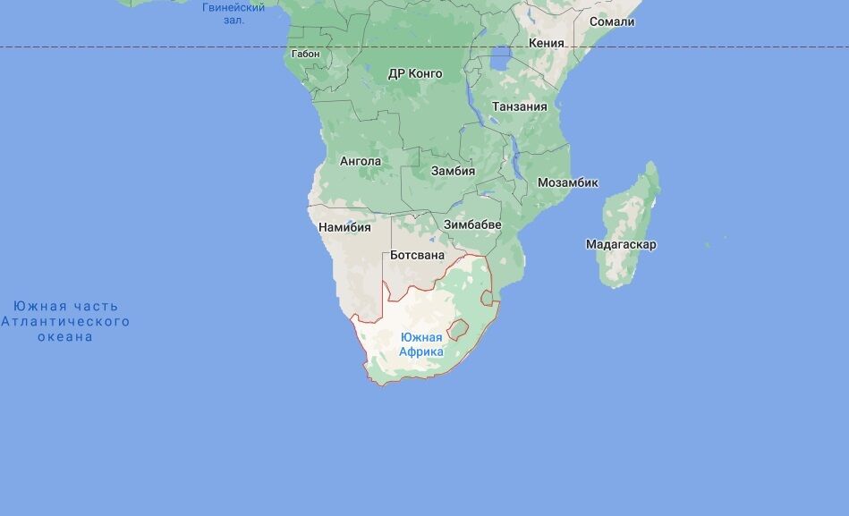 ЮАР на карте.