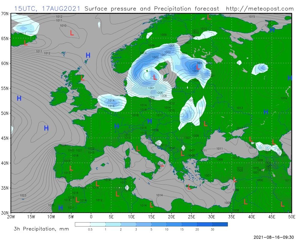Северо-западный циклон принесет дожди и похолодание