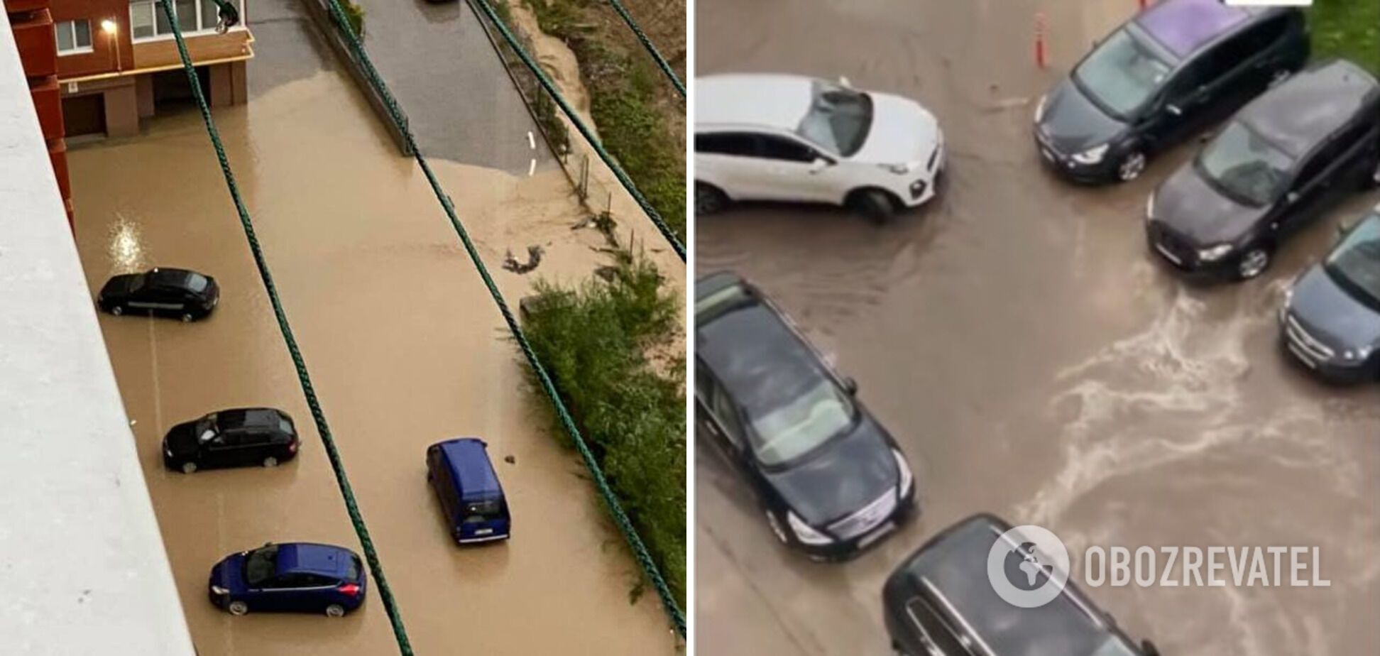 Ливень затопил парковки