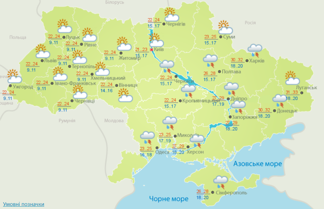 Погода в Україні 19 серпня.