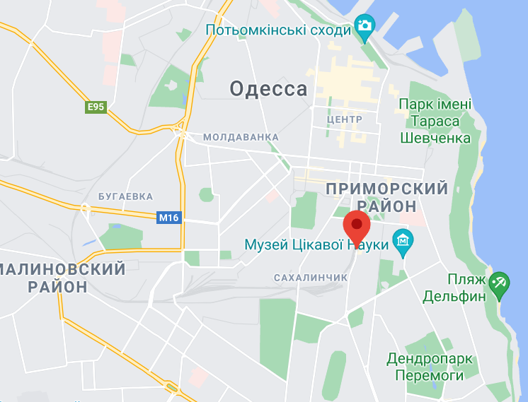 Улица Среднефонтанская на карте Одессы.