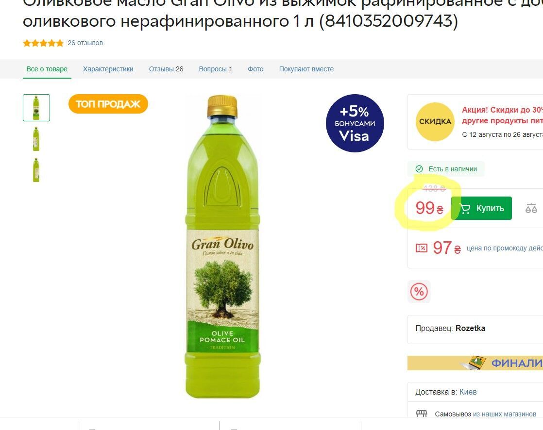 Скільки коштує оливкова олія