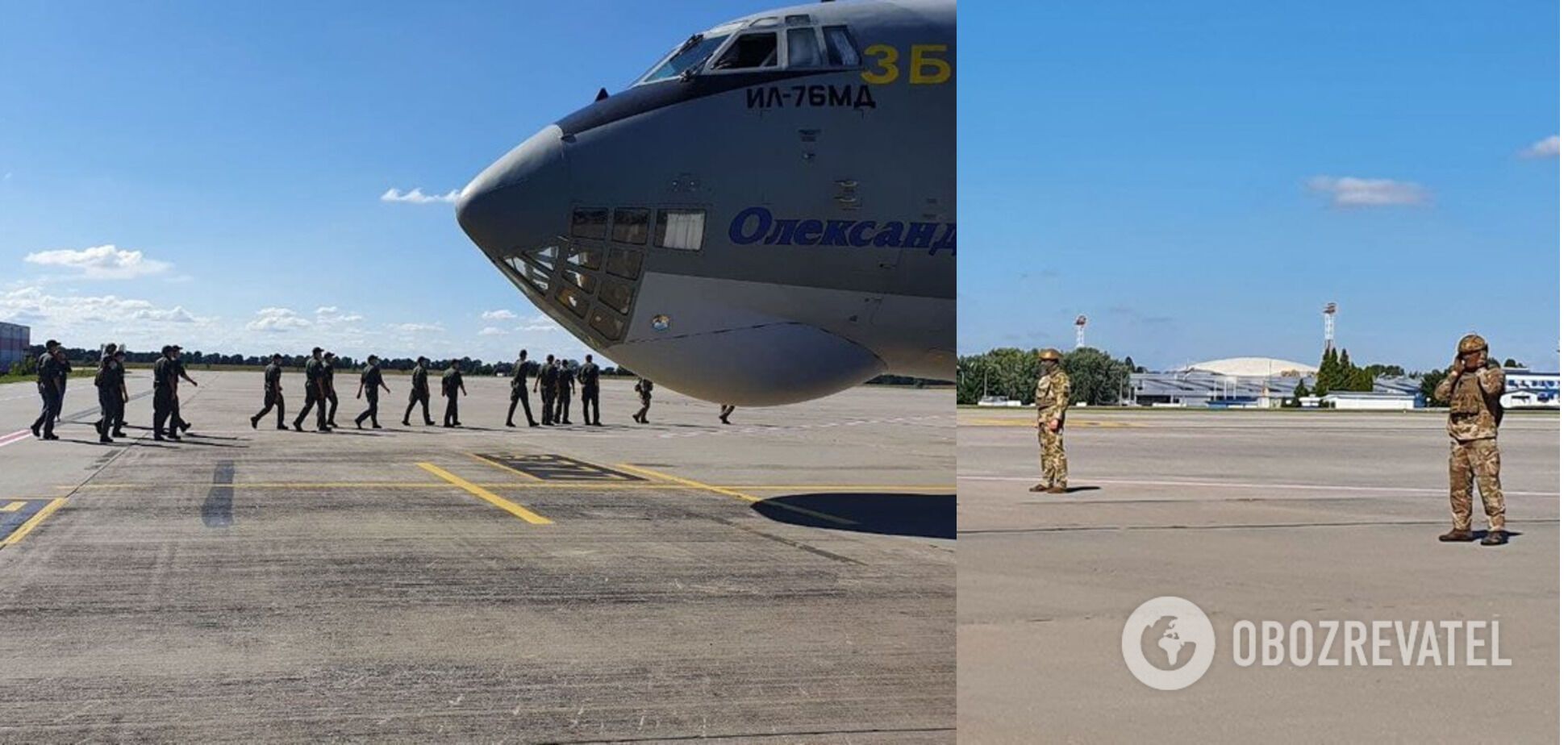 Самолет с эвакуированными встречали военные