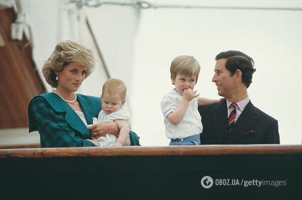 Принц Чарльз и принцесса Диана с сыновьями Гарри и Уильямом.