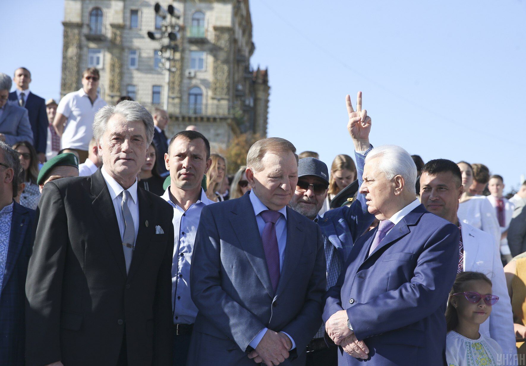 Виктор Ющенко, Леонид Кучма, Леонид Кравчук на Майдане в День Независимости. 24 августа 2019 года