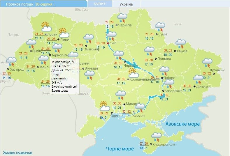 Прогноз погоды со "мокрым снегом".