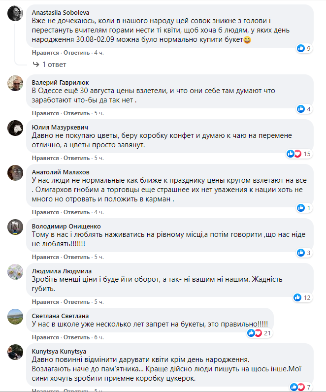 Реакция украинцев на повышение цен на цветы.