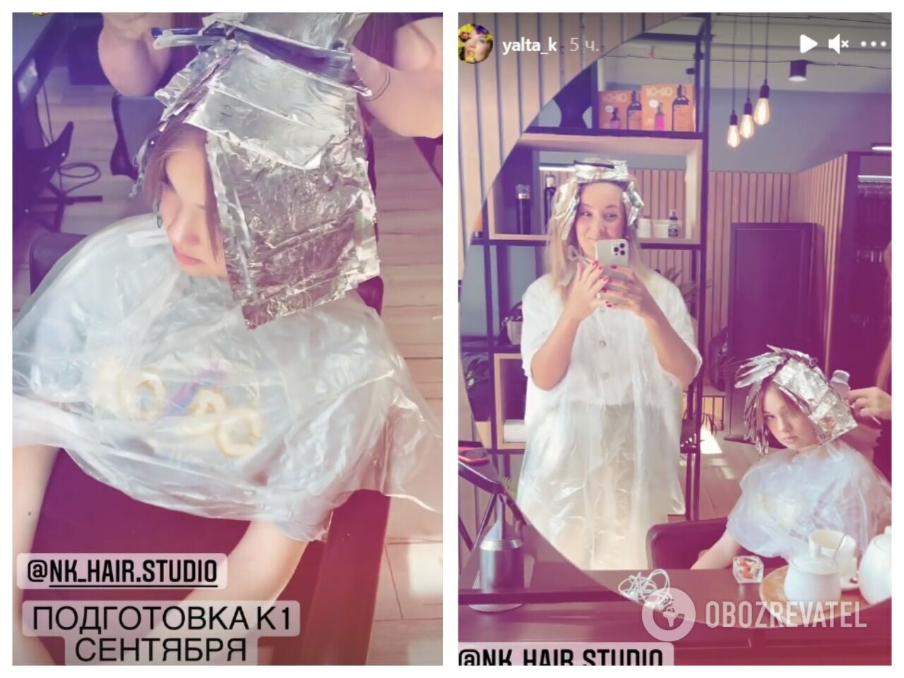 Ксения Кошевая показала, как ей с Варварой красили волосы в салоне красоты перед 1 сентября