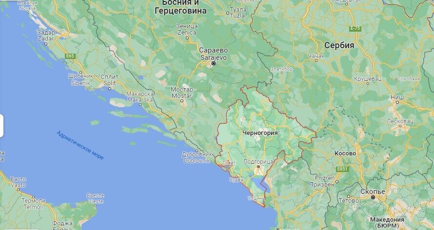 Чорногорія на карті