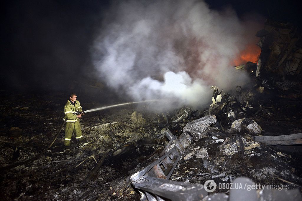 Обломки сбитого самолета в 2014 году