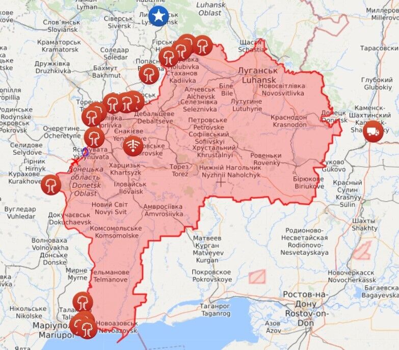 Карта войны на Донбассе