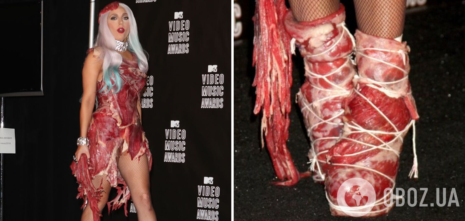 Леді Гага вийшла на премію у вбранні з м'яса