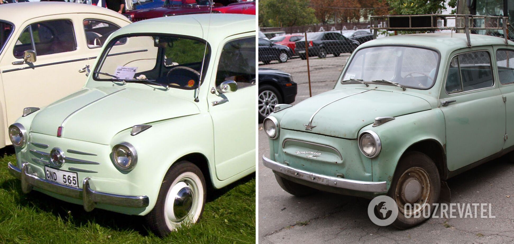 Зліва італійський Fiat 600, а справа ЗАЗ-965.