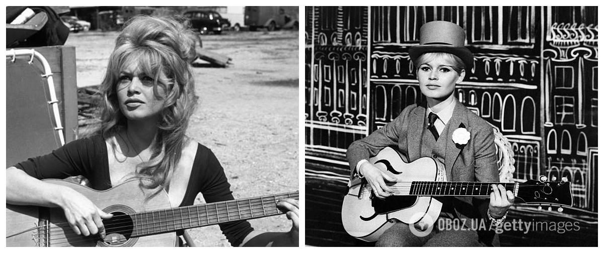 Бардо грає на гітарі (1960, 1961).