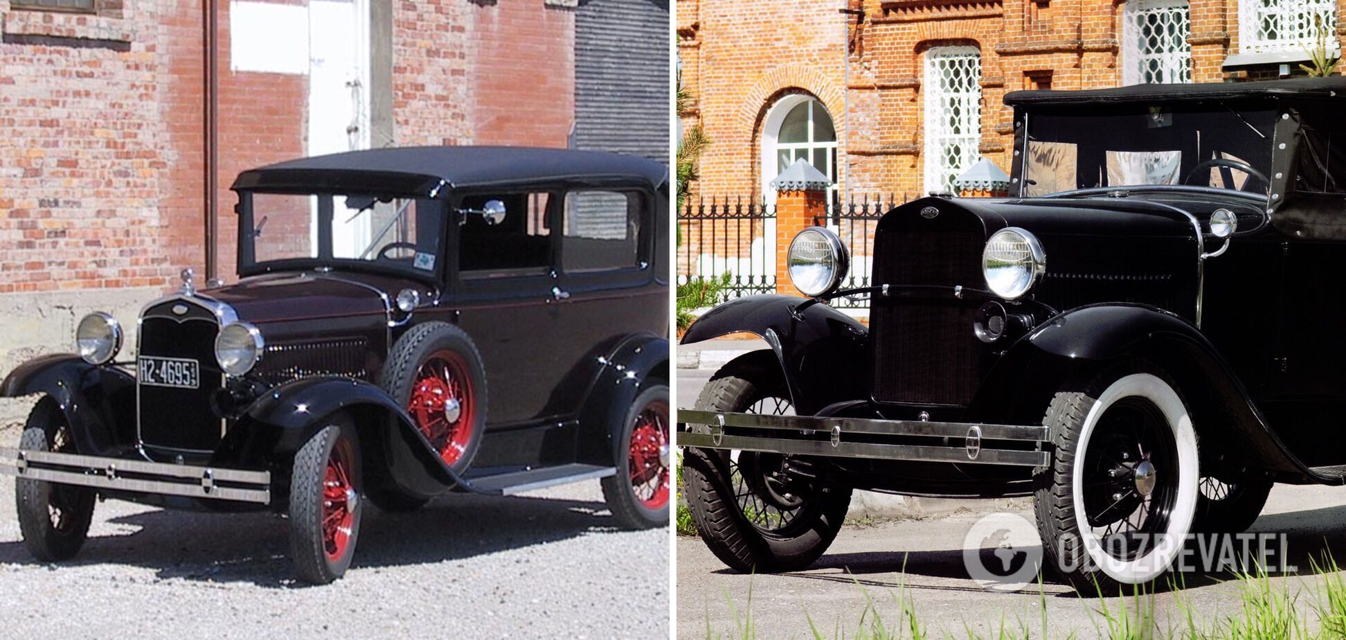 Справа - радянський Газ-А у 1932 року, зліва - американський Ford Model A 1927 року.