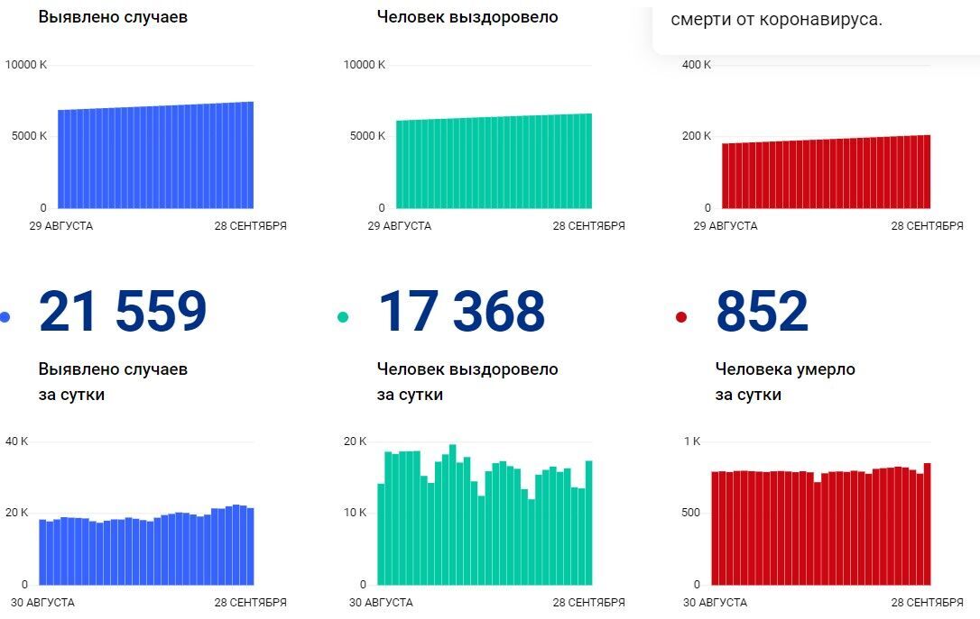 Офіційні дані щодо коронавірусу в Росії