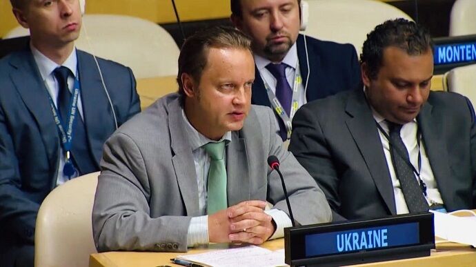 Юрий Витренко во время выступления на заседании Генасамблеи ООН
