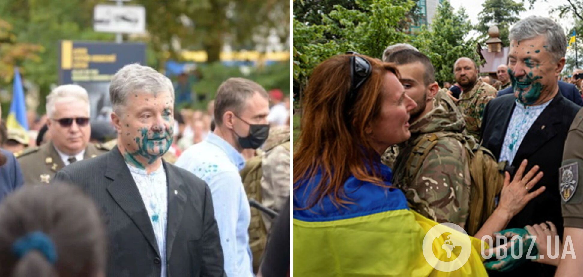Порошенко облили зеленкой после Марша защитников 24 августа в Киеве