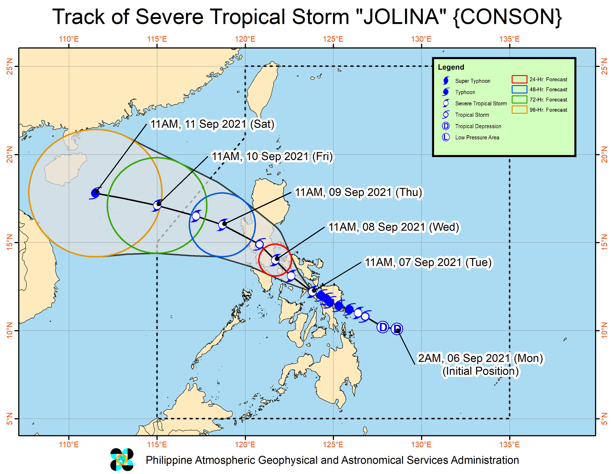 Продвижение тайфуна "Джолина"