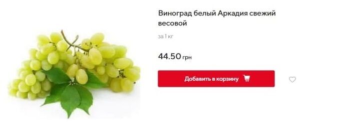 Цена винограда в супермаркете