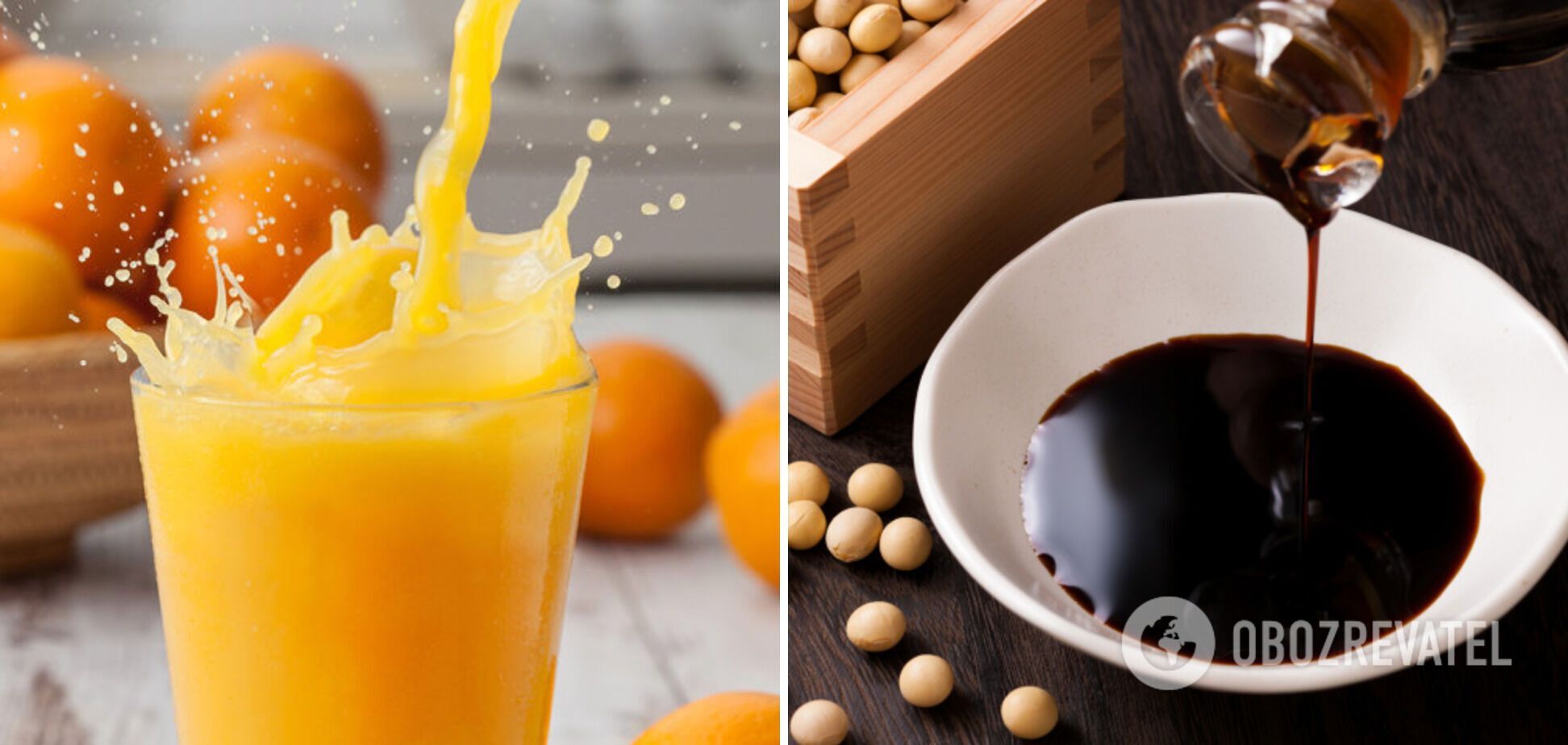 Апельсиновый сок и соевый соус для маринада